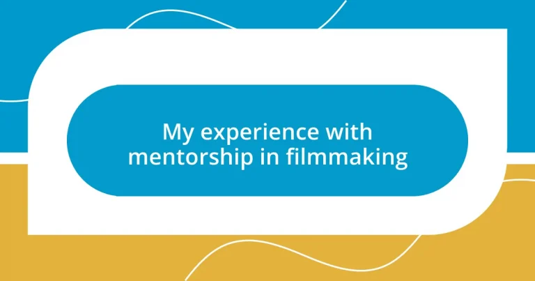 My experience with mentorship in filmmaking