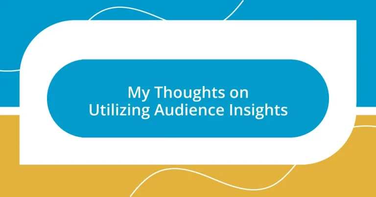 My Thoughts on Utilizing Audience Insights